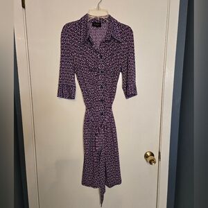 Laundry By Shelli Segal Navy and Pink Geometric Jumpsuit